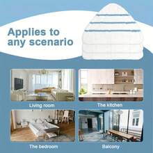 1入三角形蒸氣拖把替換墊，適用於蒸氣拖把，適用於浴室和廚房地磚，強力去汙，藍色條紋清潔配件 - 藍白色 - 查看 5