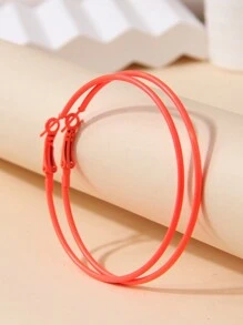 1 par de aros de aro de color fluorescente simple y de moda personalizados para mujeres