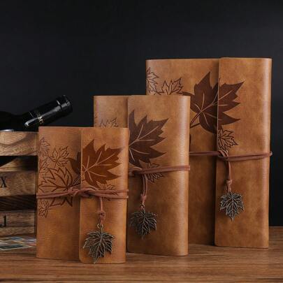 1 pezzo Quaderno decorato foglia caffè marrone vintage per ufficio