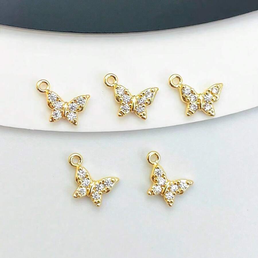 5 قطعة قلادة على شكل فراشة مرصعة بالألماس إكسسوارات صنع المجوهرات ذاتية الصنع
