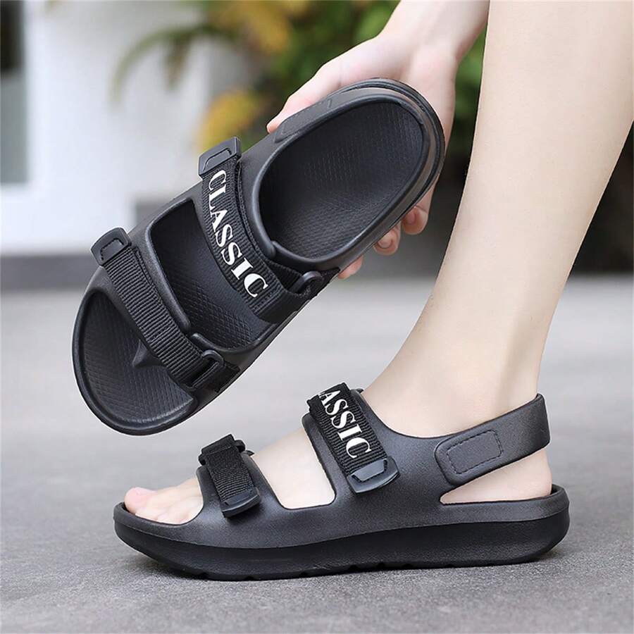 Adjustable Men's Summer Sandals, 2024 Fashionable Sports Casual Beach Shoes, Breathable Non-Slip Sole Outdoor Driving Slippers - Black - View 1
