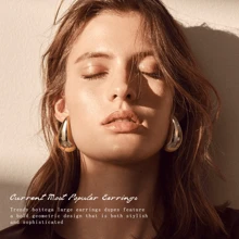 Teardrop Earring Extra Large Gold Teardrop Earrings For Women 14K Gold Plated Water Drop Earrings Hypoallergenic Chunky Gold Earrings Lightweight Hoop Earrings For Women - Vàng - Xem 2