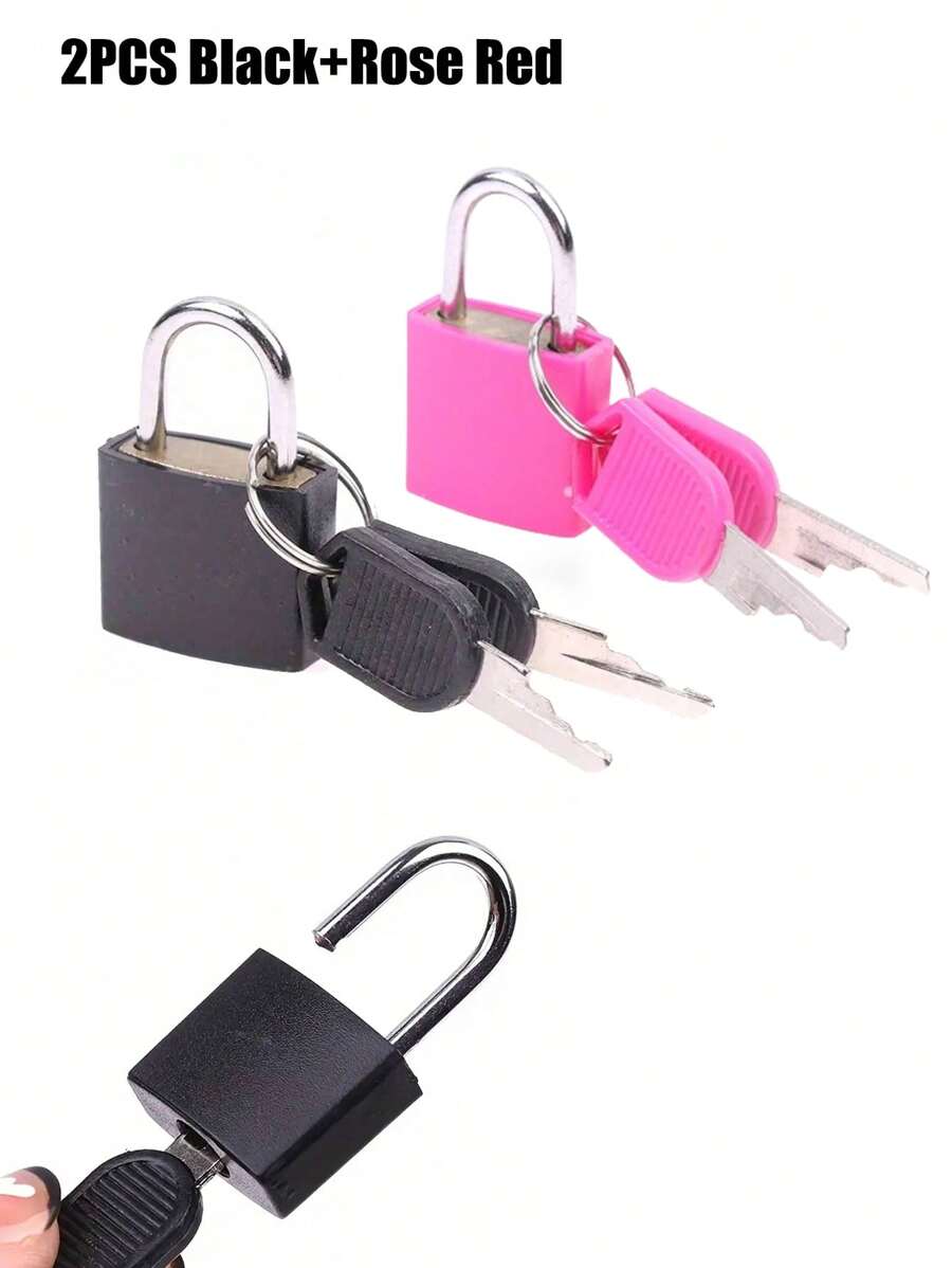 2Set Luggage Lock Padlock Color Plastic Shell Lock Zinc Alloy Small Lock, Padlock Small Padlock With Key For Luggage Lock, Backpack, Gym Locker Lock, Suitcase Lock, Classroom Matching Game And More, Suitcase Locks With Keys, Metal Padlocks Luggage Padlocks, Multicolor Mini Small Padlock Keyed Padlock For School Gym - Multicolor - View 1