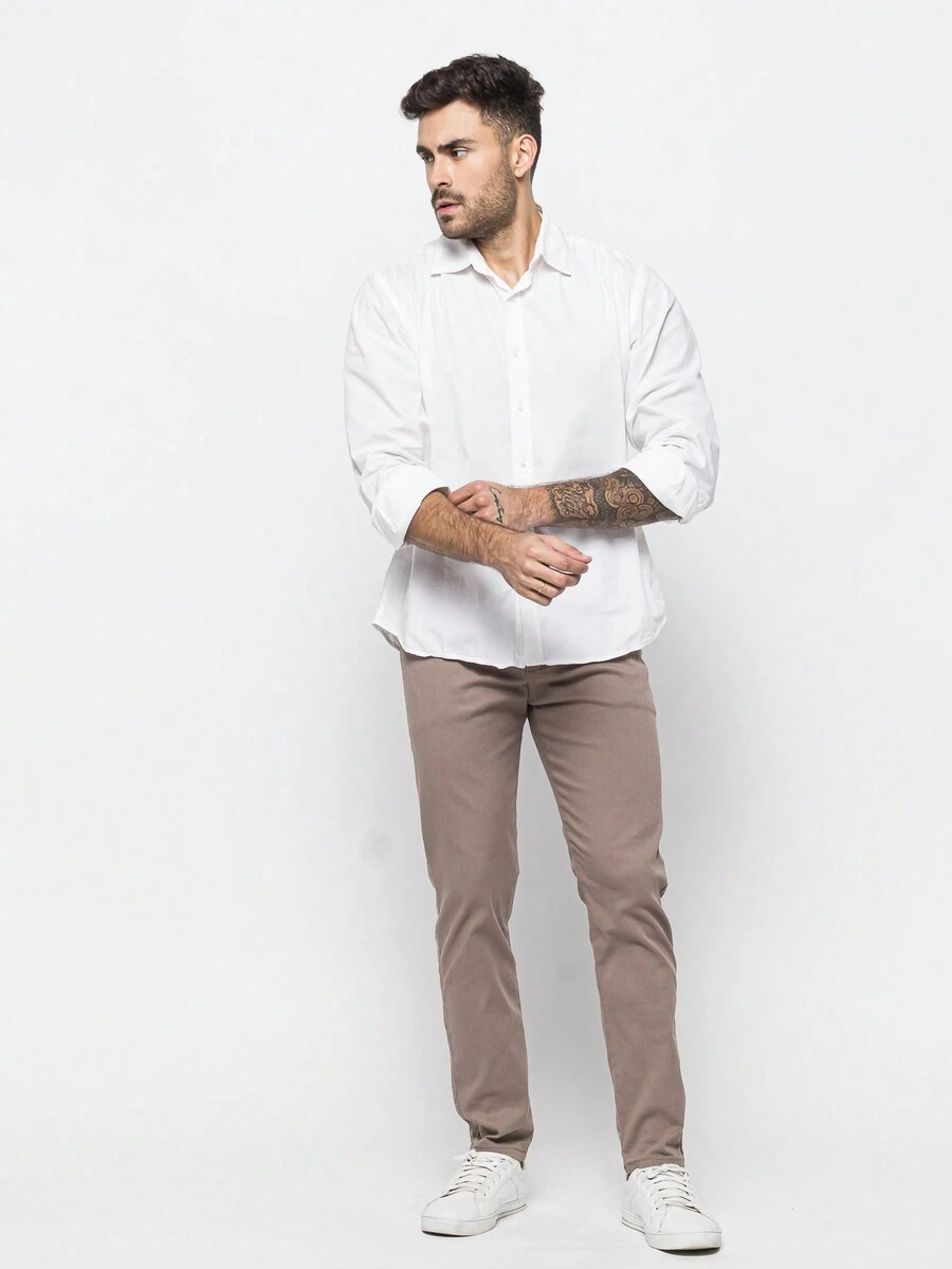 Men Pants - 卡其色 - 查看 1