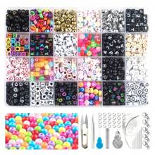 Kit d'accessoires de perles de lettres DIY, convivial pour les débutants, jouet en perles pour la fabrication de bracelets et de colliers faits à la main, matériel de fabrication de bijoux, ensemble de perles et d'accessoires, emballé pour l'exportation