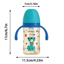 1pc/2pcs Set New Cartoon Print Pattern Cup With Silicone Straw, Anti-Spill Straw Water Bottle With Handle, Replaceable Pacifier - Blue - View 4