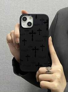 Premium Crosshatch Texture Phone Case Compatible With IPhone 11/12/13/14/15/15 Pro/15 Plus/15 Pro Max/7 Plus/8 Plus/X/Xs Max/Xr/11 Pro/12 Pro/13 Pro/14 Pro/12 Mini/13 Mini/11 Pro Max/12 Pro Max/13 Pro Max/14 Pro Max/14 Plus/6/6s/6 Plus/7/8/SE And Galaxy A54/A14/A12/A13/A15/A32/A33/A24/A52S/S20/S21/S22/S23/S24/S23 Plus/S24 Ultra - Black - View 3