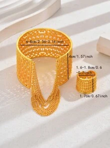 18K vergoldetes 2 Stücke Armbänder- und Ringe-Set für Frauen, elegantes Schmuckset für Hochzeit, Party