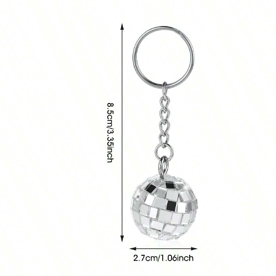 12 Pieces Disco Ball Party Favors Keychain 70s Disco Keychain Silver
