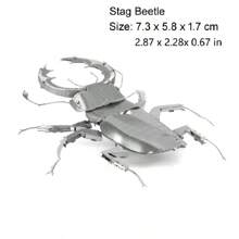 1pc Stainless Steel 3D DIY Puzzle Model Of Dragonfly & Praying Mantis, Metal Puzzle For Car Interior, Desk Decoration,3d Puzzle,Puzzle,Metal Puzzle,3d Puzzle,Puzzle,Metal Puzzle