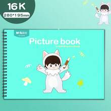 1 pièce Carnet de croquis spiralé épais A4/18K/16K en papier non saignant pour enfants, bloc de papier de dessin et de gribouillage de dessins animés, 30 feuilles