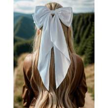 3pcs Women Big Bow Barrettes Girl's Satin Hair Clips Long Ribbon Hair Pins Accessories For Party, Bow Hair Clips Hair Bows For Women, Hairpin Hair Bow With Long Tail, Hair Accessories For Girl,School Valentine's Day,Hair Barrettes Claw Clips - White - View 3