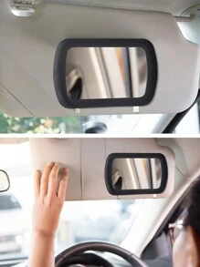 1pc HD Car Sun Visor Vanity Mirror For Both Driver And Passenger Sides, Universal For Most Cars - Black - View 2