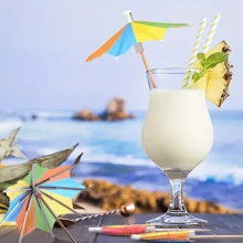 50pcs Umbrellas Cocktail Umbrella Beverage Selection Octagonal Star Paper Umbrella Cupcake Decoration Handmade Cocktail Parasol Sticks Gifts For Summer Beach Pool Parties Decoration,Christmas