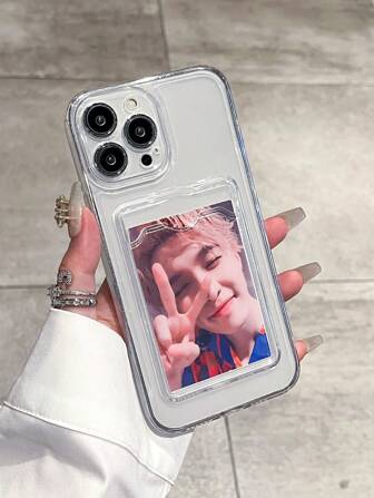 1pc Transparent TPU Card Holder Phone Case With Card & Photo Slot, Shock-Proof Minimalist Design, Suitable For IPhone X, XR, XS Max, 11, 12, 13, 13 Pro, 13 Pro Max, 14 Pro, 14 Pro Max, 15, 15 Pro, 15 Plus, 15 Pro Max, 16, 16 Pro, 16 Plus, 16 Pro Max