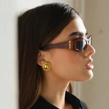 S SHOPBOHO 1 Paar INS Edelstahl 18 Karat vergoldete strukturierte Kreis Ohrringe für Frauen