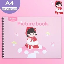 1 pièce Carnet de croquis spiralé épais A4/18K/16K en papier non saignant pour enfants, bloc de papier de dessin et de gribouillage de dessins animés, 30 feuilles