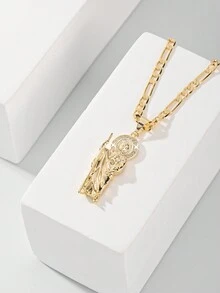 A Fashionable And Simple Yet Luxurious Copper Inlaid Relief St. Benedict Pendant Necklace, Suitable For Gifting To Couples, Friends, And Besties For Daily Wear, Holidays, And Praying. - Yellow Gold - View 4