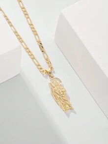 A Fashionable And Simple Yet Luxurious Copper Inlaid Relief St. Benedict Pendant Necklace, Suitable For Gifting To Couples, Friends, And Besties For Daily Wear, Holidays, And Praying. - Yellow Gold - View 3