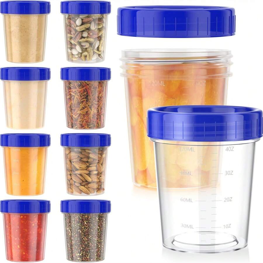 [Confezione da 10] Contenitore per condimenti da 4 once, barattolo sigillato, contenitore piccolo con coperchio, contenitore per condimenti a tenuta stagna con coperchio a spirale, contenitore per salse di plastica impilabile, riutilizzabile