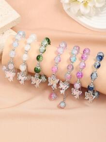 1pc Fashionable Sweet Butterfly & Beaded Bracelet, Perfect Gift For Friends Or Besties