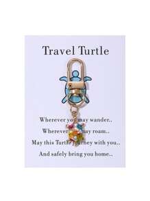 Travel Turtle Shaped Keychain With Small Bag And Card, A Gift For Traveling Friends Car Accessories Bag Charm School Cute Goth Y2k Christmas - Turtle - View 7