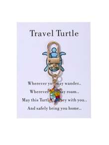 Travel Turtle Shaped Keychain With Small Bag And Card, A Gift For Traveling Friends Car Accessories Bag Charm School Cute Goth Y2k Christmas - Turtle - View 8