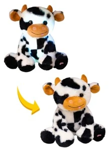 20cm/7.8英寸發光坐牛卡通毛絨玩具，柔軟的黑白奶牛棕色動物玩偶裝飾擺件，可作為嬰兒壓神器，兒童玩具，生日禮物和臥室裝飾用品（不含電池） - 彩色 - 查看 15