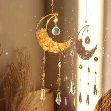 1pc, Amethyst Moon Crystal Prisms Suncatcher - Half Moon Shaped Window Hanging Pendant - Rainbow Sun Catcher For Home And Garden - Multicolor - View 17