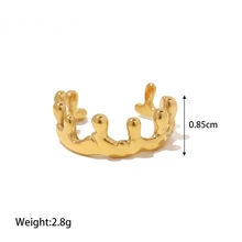 时尚不对称不锈钢防水开口戒指个性吊饰 PVD 18K 镀金珠宝女士礼物