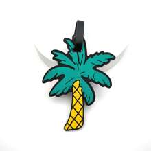 1 pieza/2 piezas Etiqueta de equipaje de PVC con diseño creativo de dibujos animados de piña y árbol de coco, etiqueta de dirección para parejas, esencial de viaje para mochila, bolsa de viaje, maleta y equipo de viaje, de vuelta a la escuela - Multicolor - Ver 8