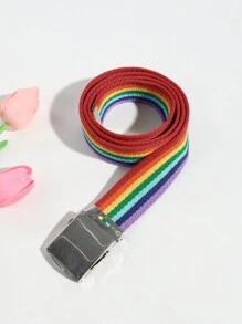 1 Stück Herrengürtel mit Regenbogen-Gurtband-Schnalle, vielseitiges Tages-Accessoire
