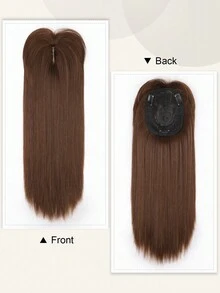 1 PC Hair Toppers For Women With Thinning Hair Synthetic Fiber Clip In Hair Pieces 4*5 Inch Large Base Wiglets With Bangs Hair Extension Hairpieces - Brown - View 2