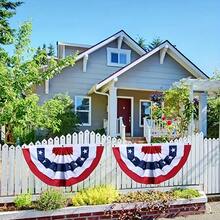 4pcs, American Flag Bunting Large Pleated Fan, Red White Blue USA Pleated Fan Flag Banners, Memorial Day Decor, Independence Day Decor, Fourth July Decor, Yard Decor, Indoor Decor, Outdoor Decor - Blue, White and Red - View 3