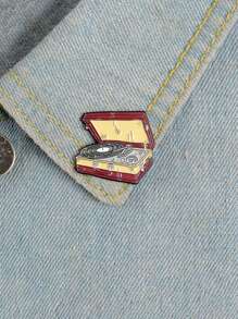 1入組創意復古CD唱機胸針徽章，適用於衣物和背包，時尚珠寶，適合男女日常穿著 - 唱片機 - 查看 1