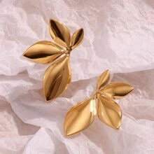 1 Par de Brincos com formato de Flor e Folha de Cobre, adequados para uso casual diário de mulheres, Dia dos Namorados, Mãe, Dia das Mães, presente