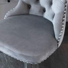 2/4/6 Piece Set Adjustable Swivel Bar Stools, Dining Bar Chairs With Velvet Tufted Back, Metal Base, Footrest For Home Bar, Dining Room, Kitchen Island. - Abu-abu perak - View 10