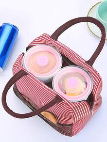 1入防水鋁箔便當袋，容量大，便攜式，冷藏保鮮午餐盒袋 - 紅色 - 查看 7