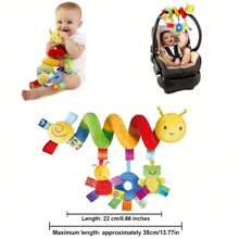 Juguete para asiento de coche para bebé, juguete en espiral para cochecito, juguete sensorial colgante de peluche para recién nacido apto para cuna, móvil adecuado para bebés de 0-6 meses, regalo ideal para niños y niñas de 0, 3, 6, 9 y 12 años