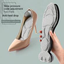 1對4D石墨烯可定制女性高跟鞋吸汗除臭鞋墊，附帶腳跟貼，完美運動與舒適，免受高跟鞋擦傷必備