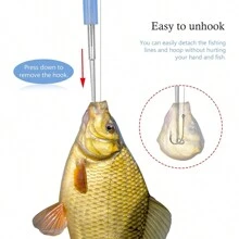 不锈钢鱼钩取出器钓鱼工具鱼钩取出器快速脱钩钓鱼用品 - 藍色 - 查看 2