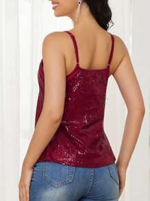Camisetas & Tops de Tirantes de Mujer Contraste Lentejuelas todo estampado Casual Elegante Fiesta