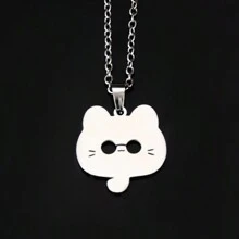 1pc  Gojo Silver Cartoon Creative Stainless Steel Chain Cute Infinite Void Necklace Pendant Halloween
