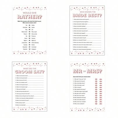 40Pcs Bridal Shower Games - Wedding Shower Games - Games Would She Rather Who Know The Bride Best What Did The Groom Say Mr. Or Mrs. Advice Game Cards For Wedding Party Favors (Pink / Floral /Blue Style)