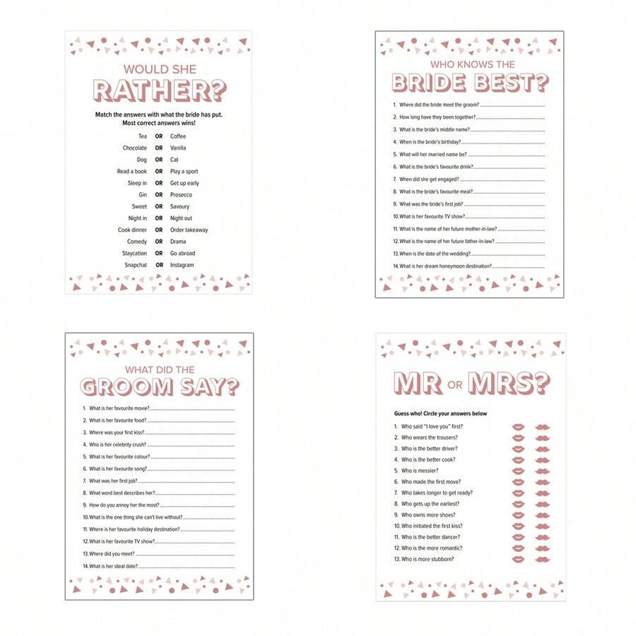 40Pcs Bridal Shower Games - Wedding Shower Games - Games Would She Rather Who Know The Bride Best What Did The Groom Say Mr. Or Mrs. Advice Game Cards For Wedding Party Favors (Pink / Floral /Blue Style)