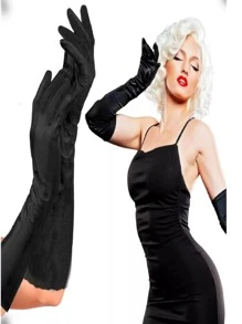 Long Black Gloves For Women - Black - View 5