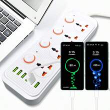 250V Power Strip With USB Port And Cable, Office/Home Plug Board, UK Standard High Power Intelligent Plug Board - UK Plug(220-240V) - View 5