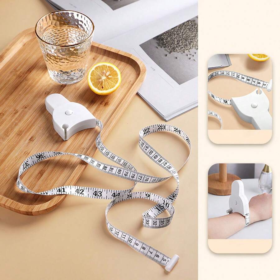 1入組測量三圍尺，適用於測量腰圍、臂圍、胸圍，柔軟皮革材質繪製 - 白色 - 查看 1