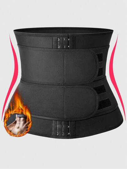 女士氯丁橡胶束腰带，纤体收腰带，双层钢骨腰带，适用于运动健身，可调节三排钩扣