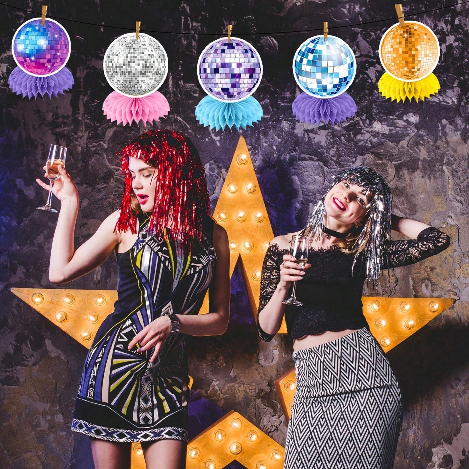 9pcs Disco Ball Party Honeycomb Centerpieces 70s Disco Birthday Party ...